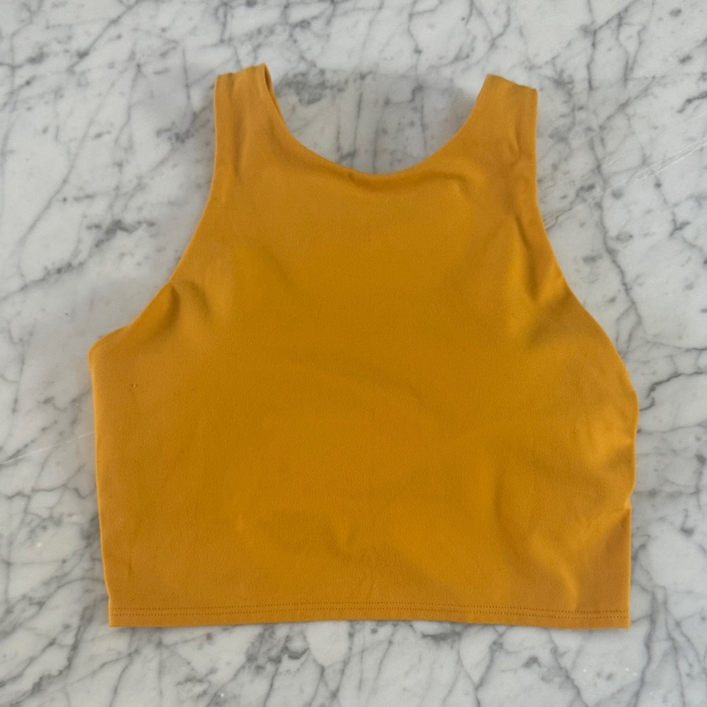 Women's Athleta Conscious Crop Sports Bra Mustard Sz XS w/liners